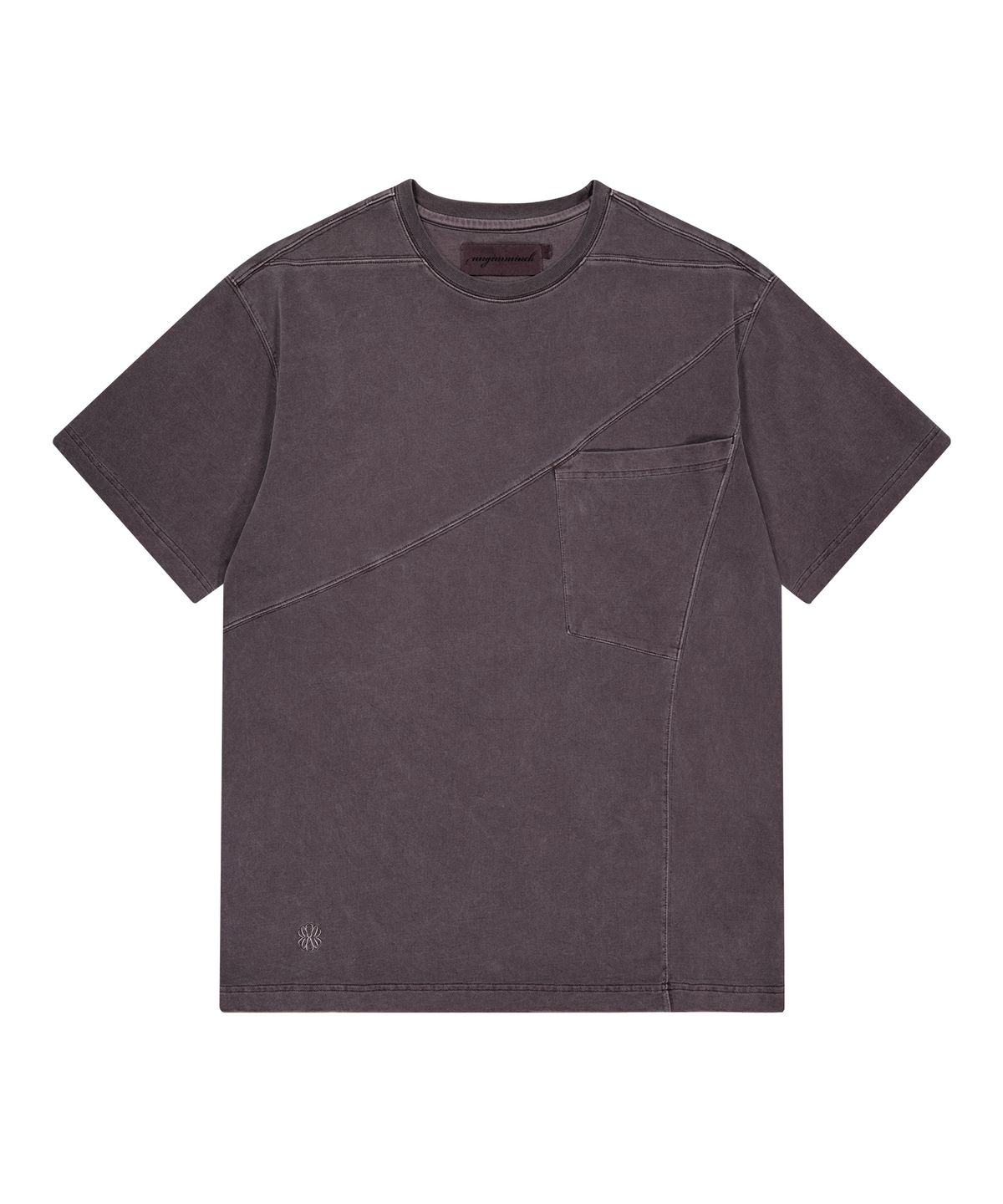 언지미크(UNGIMMICK) IRREGULAR POCKET WASHED T-SHIRT (PURPLE)