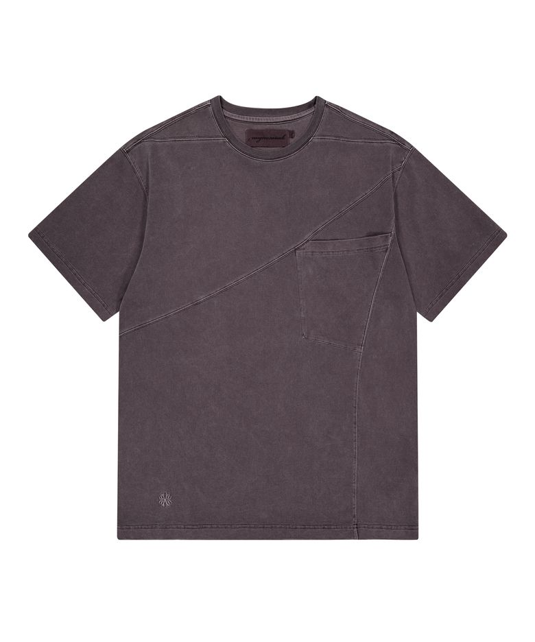 IRREGULAR POCKET WASHED T-SHIRT (PURPLE)