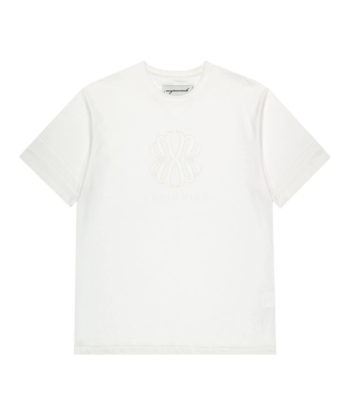 언지미크(UNGIMMICK) MIXED FABRIC LINE T-SHIRT (WHITE)