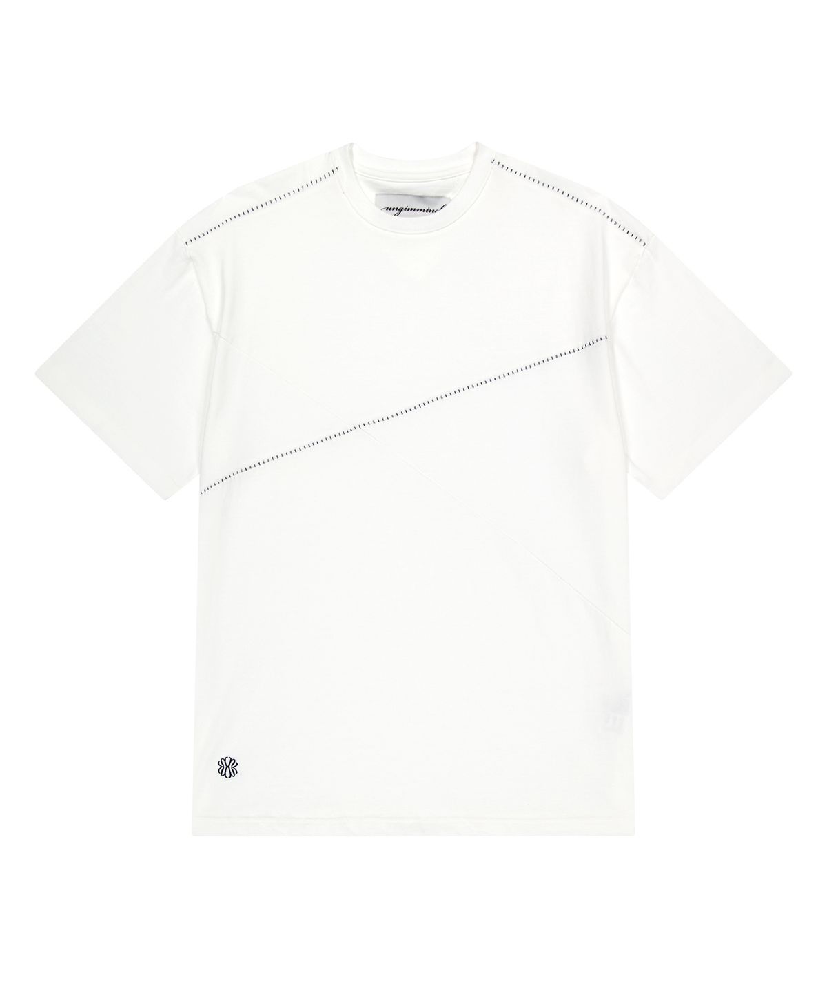 언지미크(UNGIMMICK) DIAGONAL STITCH T-SHIRT (WHITE)