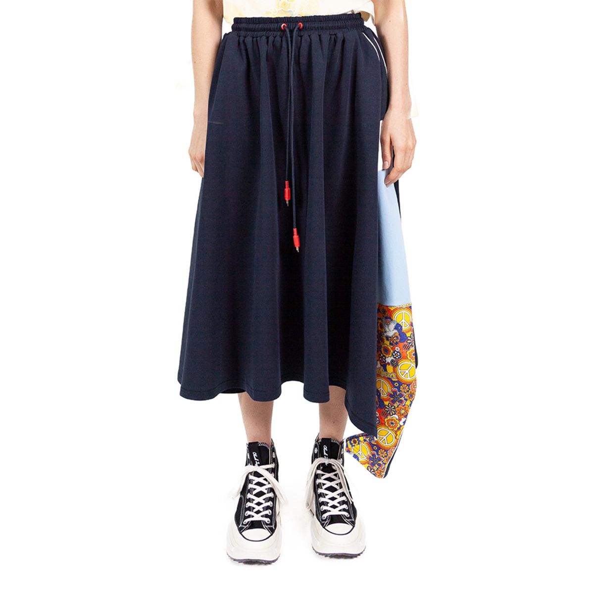 밀리우(MILIEUX) [MXM1FKSKL001BL]Asymmetrical Knit Skirt Long