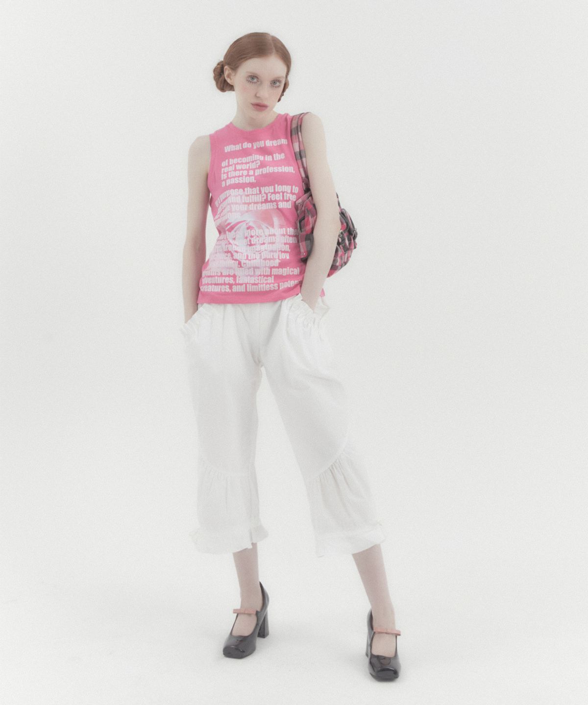 카터(KATER) Capri Nylon Shirring Pants - IVORY