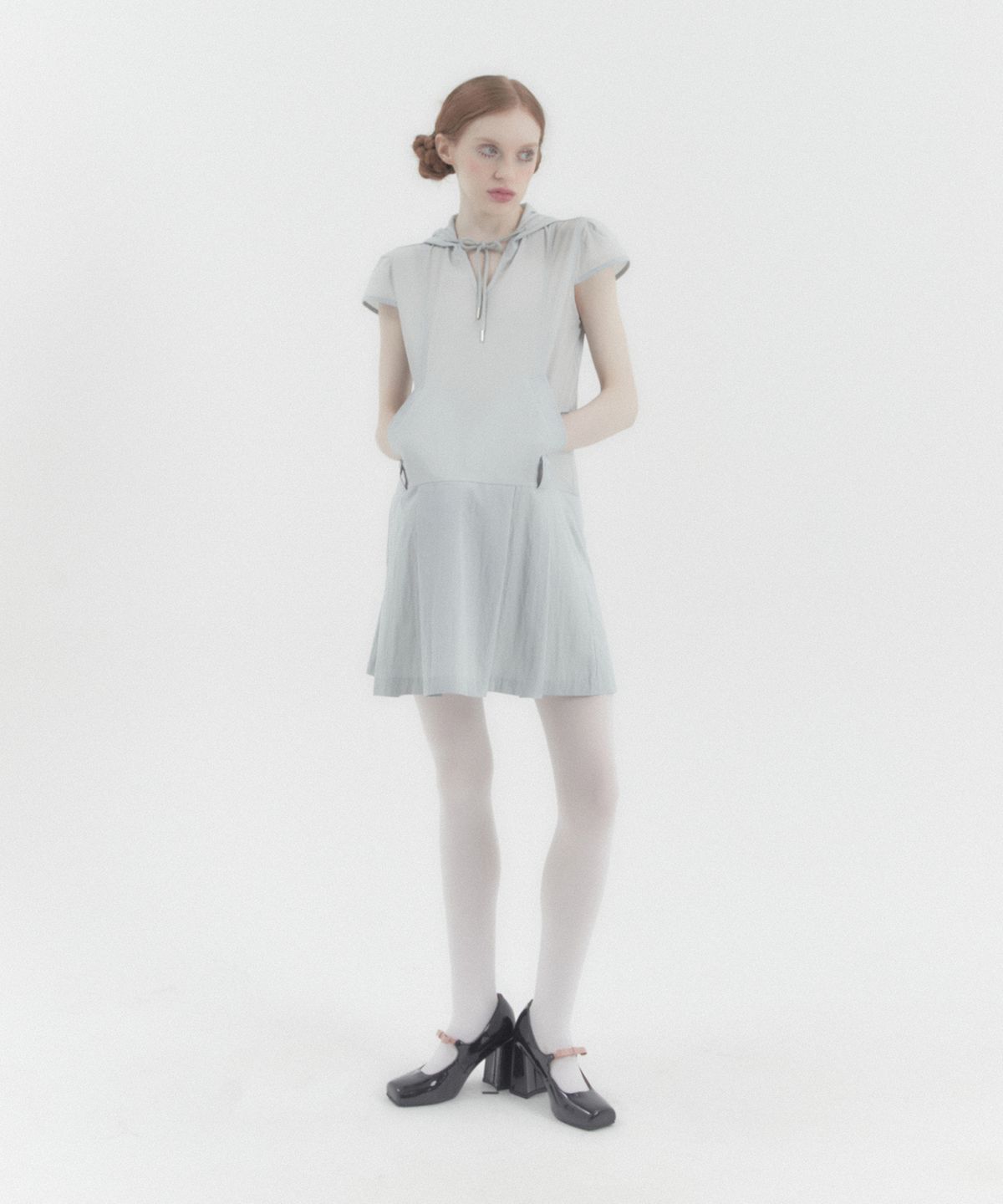 카터(KATER) Dolls Hoodie Cap Sleeve Dress - SKY