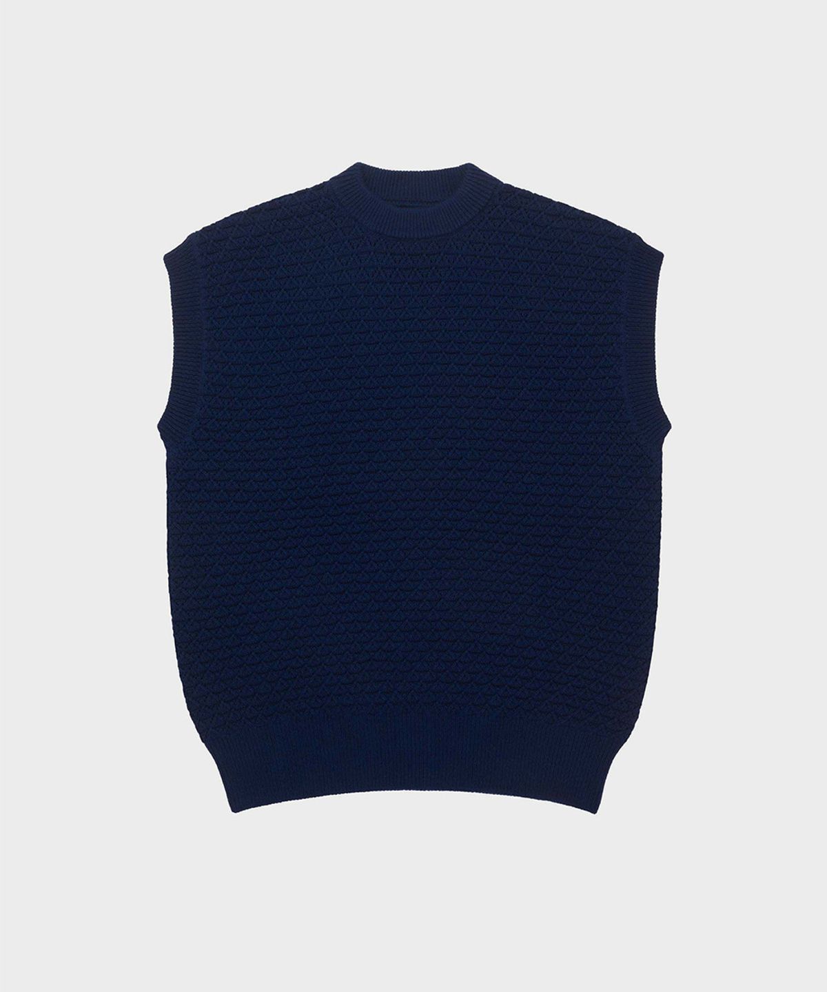 야이치(YAITCH) Eyelet Knit Merino Wool Vest -  Dark Denim