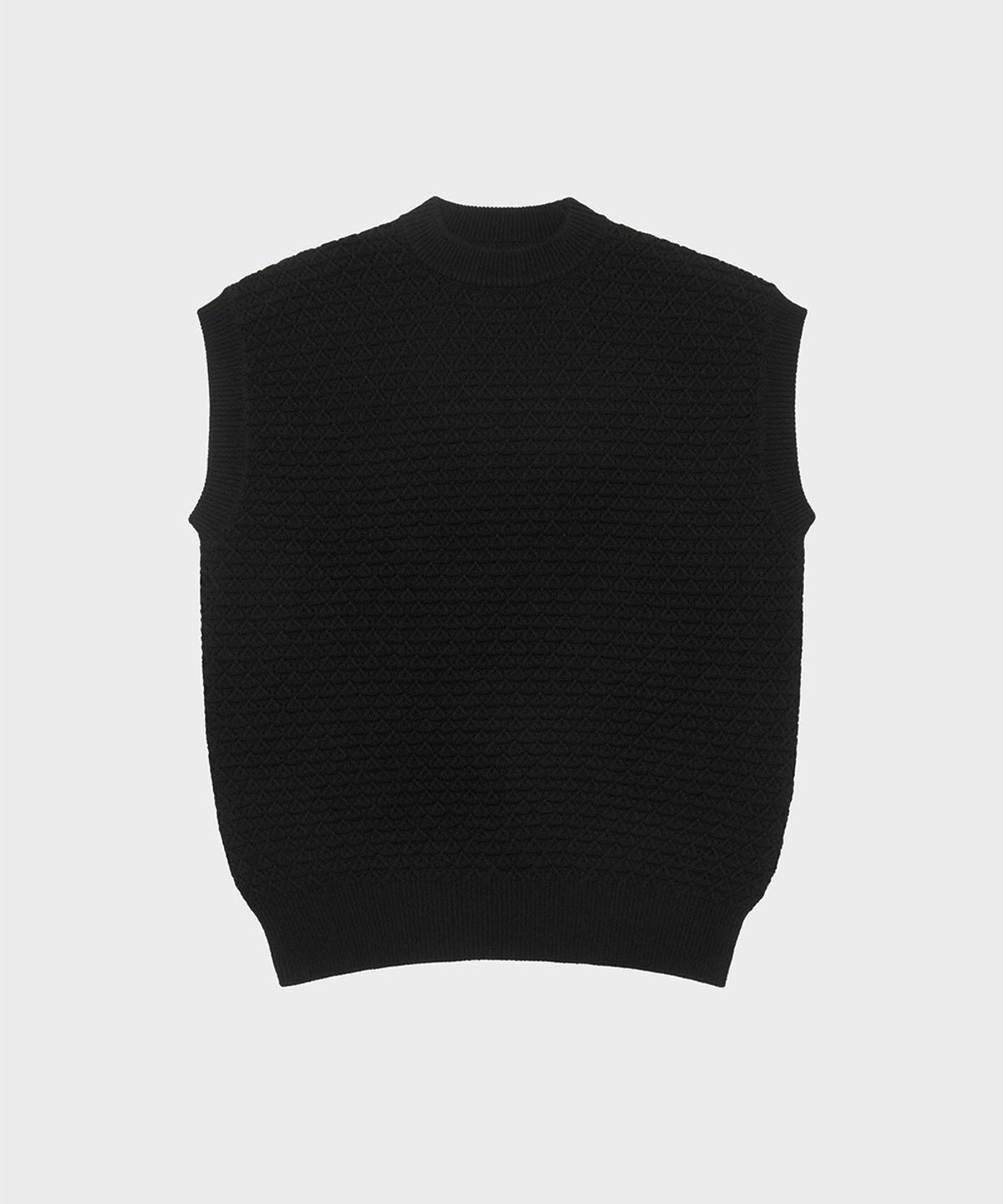 야이치(YAITCH) Eyelet Knit Merino Wool Vest -  Black