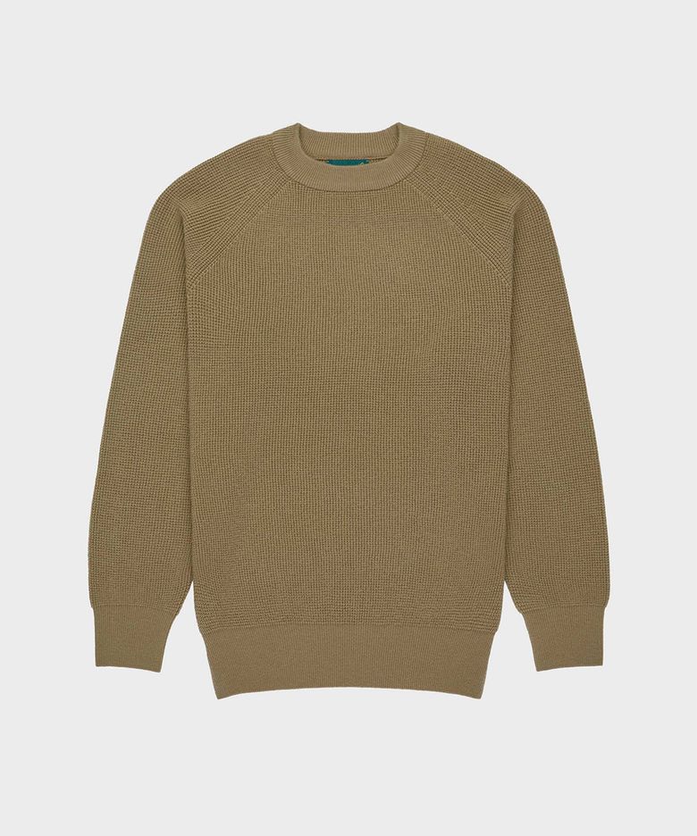 Waffle Knit Merino Wool Sweater - Taupe