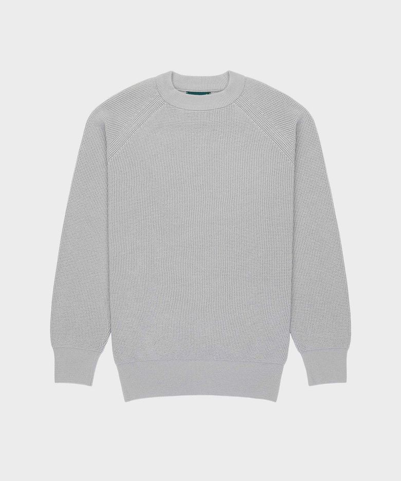 Waffle Knit Merino Wool Sweater - Silver