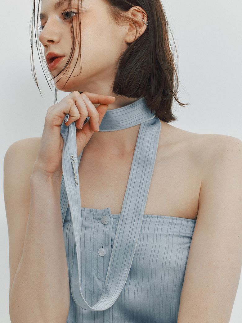 SATIN LOGO SCARF - SKY BLUE