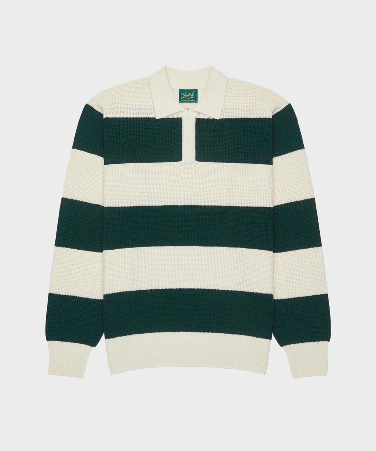 야이치(YAITCH) Striped Merino Wool Waffle Rugby - Sycamore