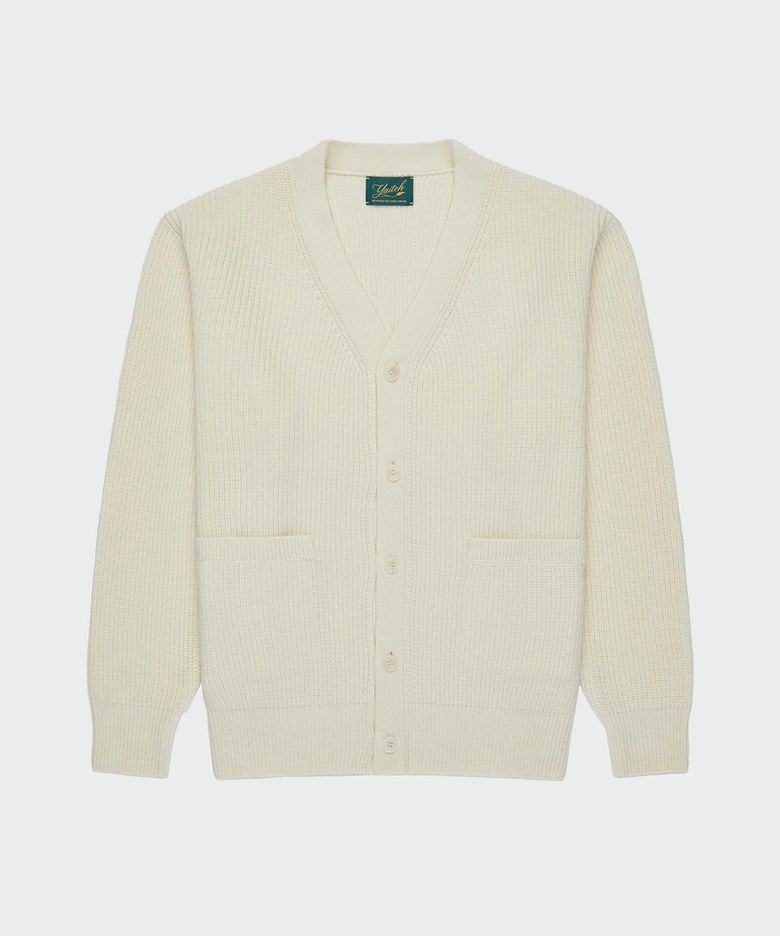Shaker Stitch Merino Wool Cardigan - Off White