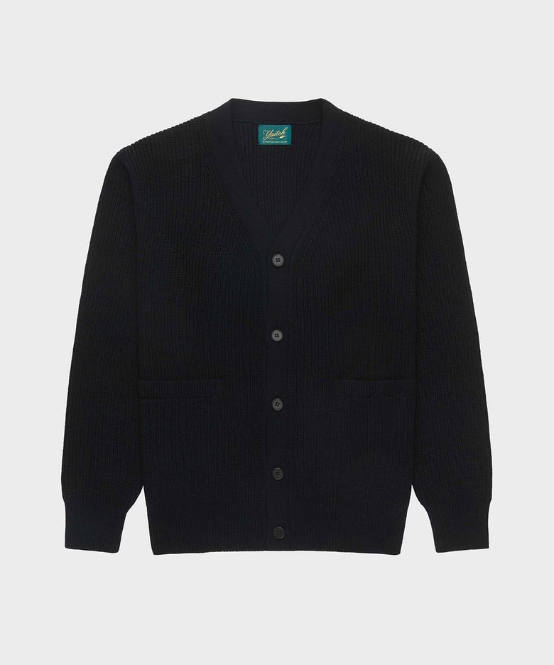 Shaker Stitch Merino Wool Cardigan - Black