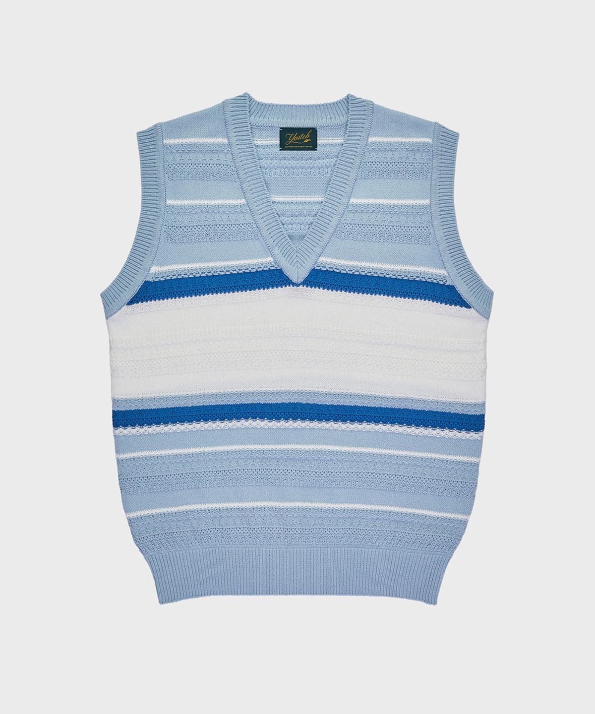 야이치(YAITCH) Striped Jacquard Knit Vest - Baby Blue