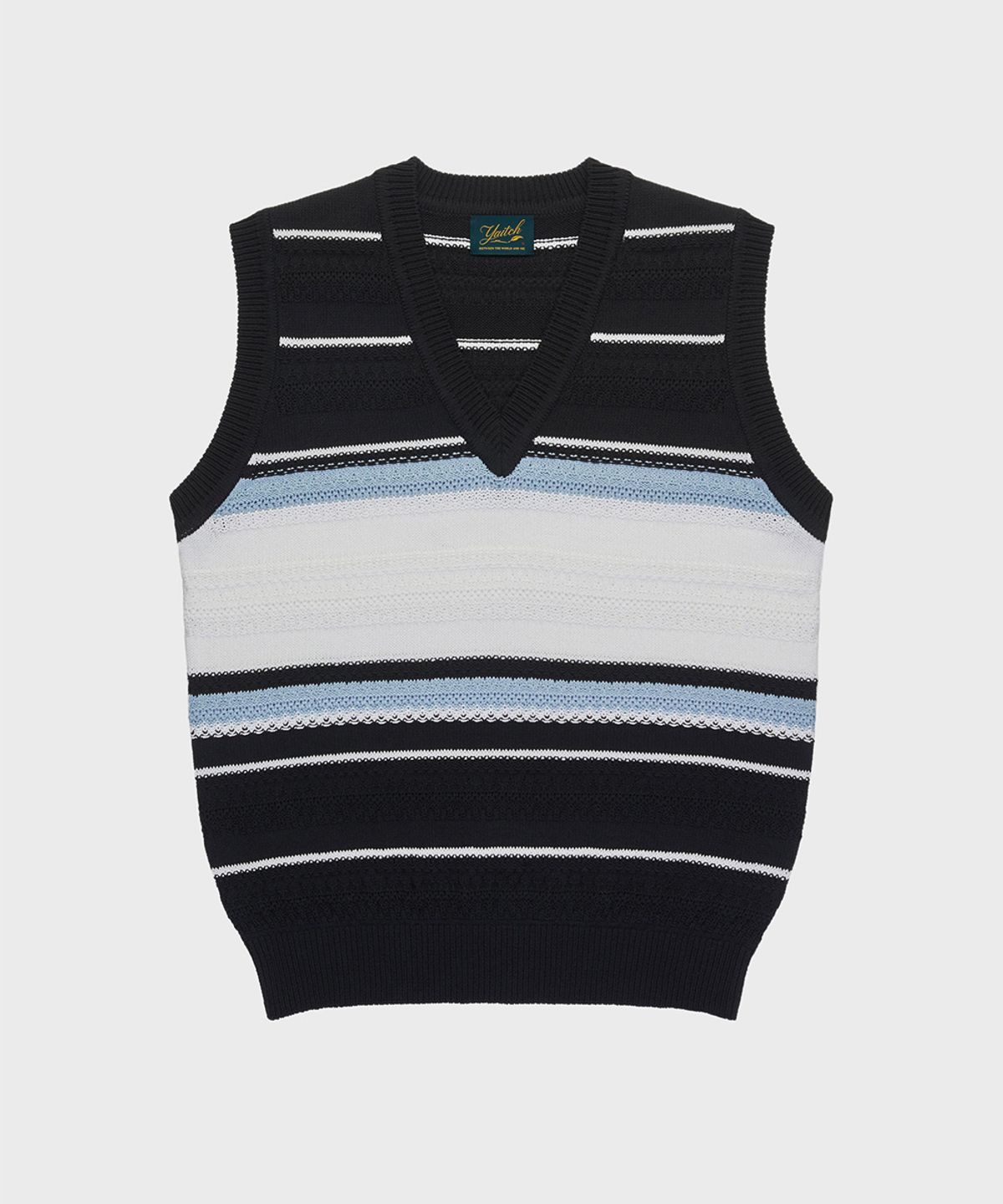 야이치(YAITCH) Striped Jacquard Knit Vest - Jet Black
