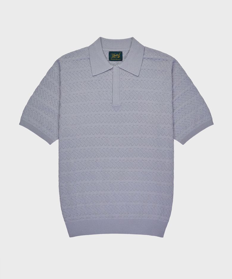 Jacquard Knit Polo - Glacier Grey