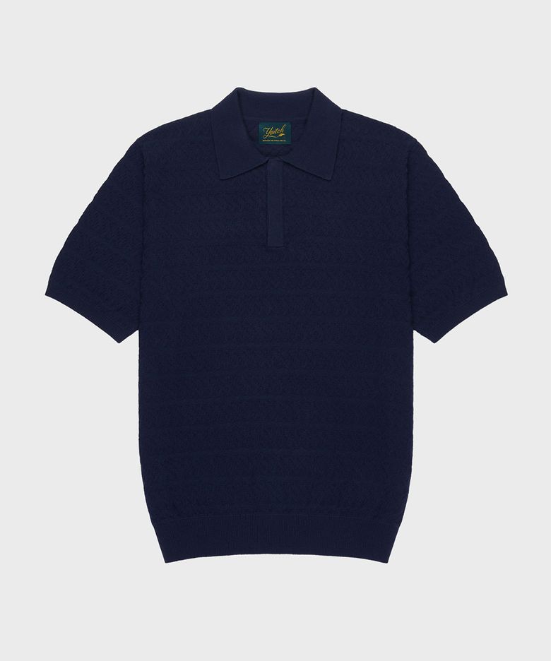 Jacquard Knit Polo - Navy Blazer