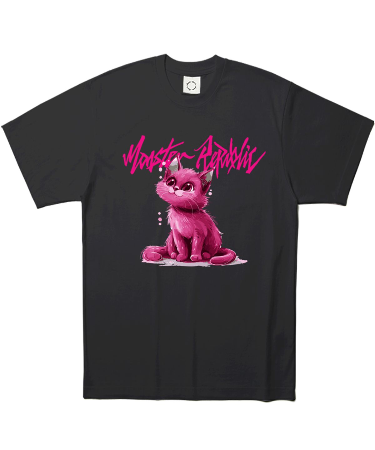 몬스터리퍼블릭(MONSTER REPUBLIC) 페이머스 캣 비비드핑크 티셔츠 블랙