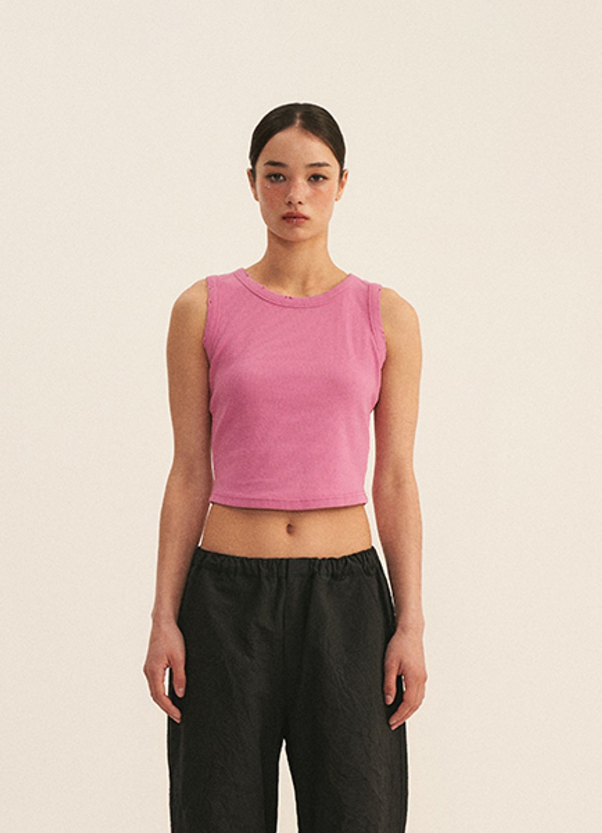 엠티오티(MTOT) Vintage Cropeed sleeveless (Pink)