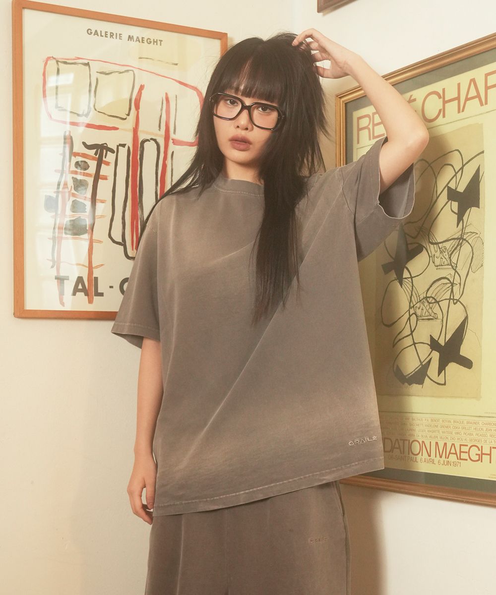 MUSINSA公式 | GRAILZ ERBE WASHED T-SHIRTS [BROWN]