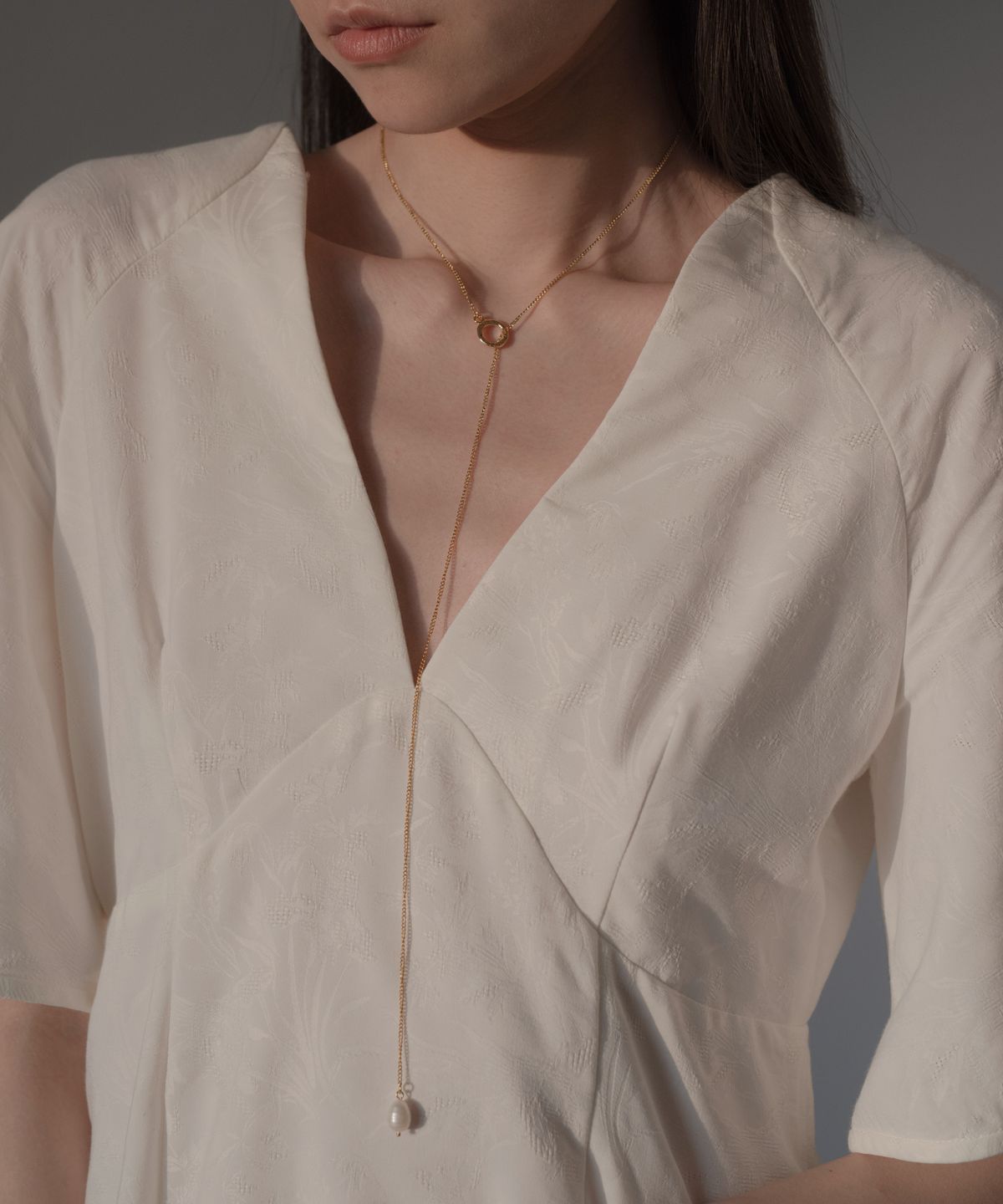 노비스도쿄(NOVICE TOKYO) 바로크 진주 목걸이 Baroque Pearl Lariat Necklace[Stainless]