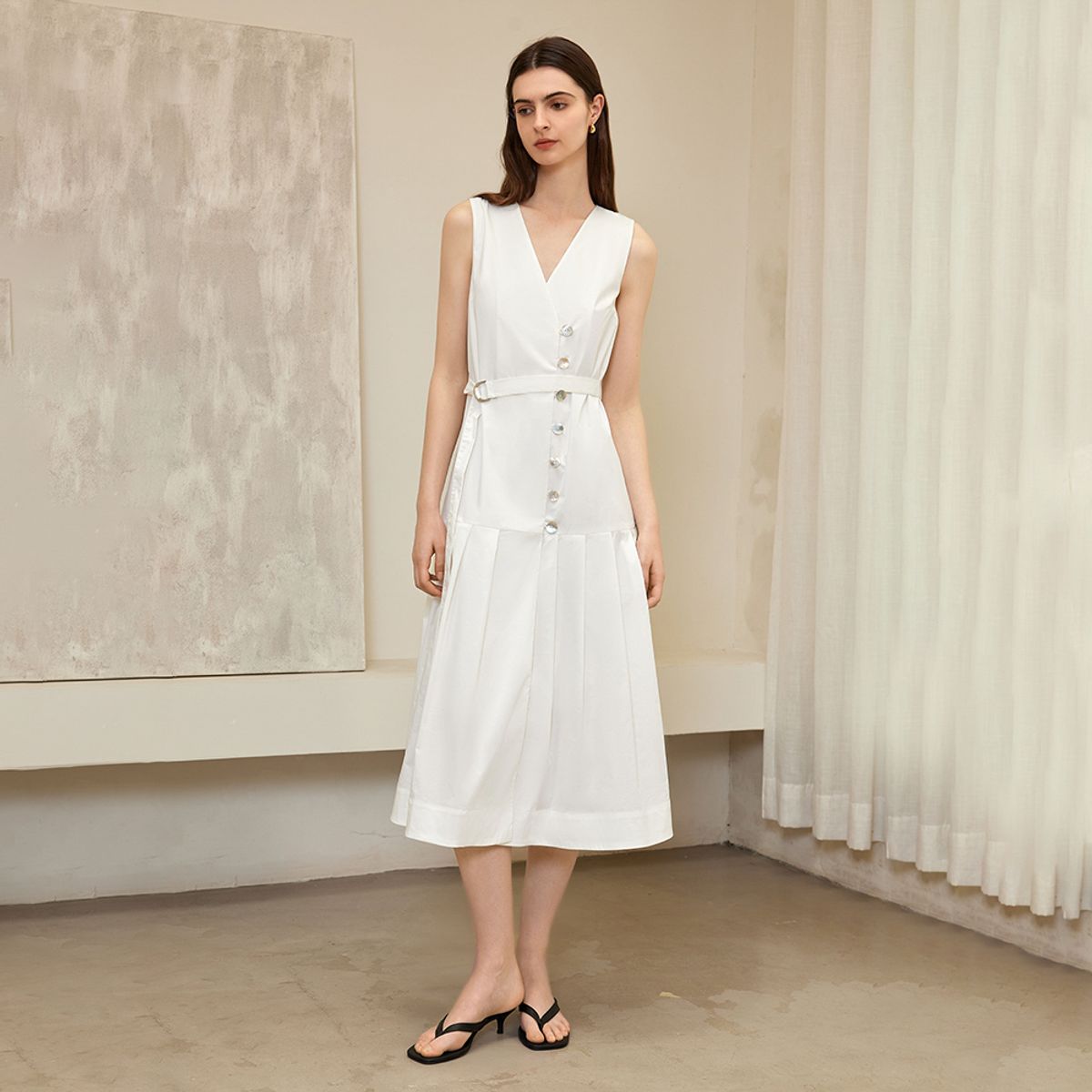 와이와이아이엠(YYIAM) YY_Belted V-neck summer dress