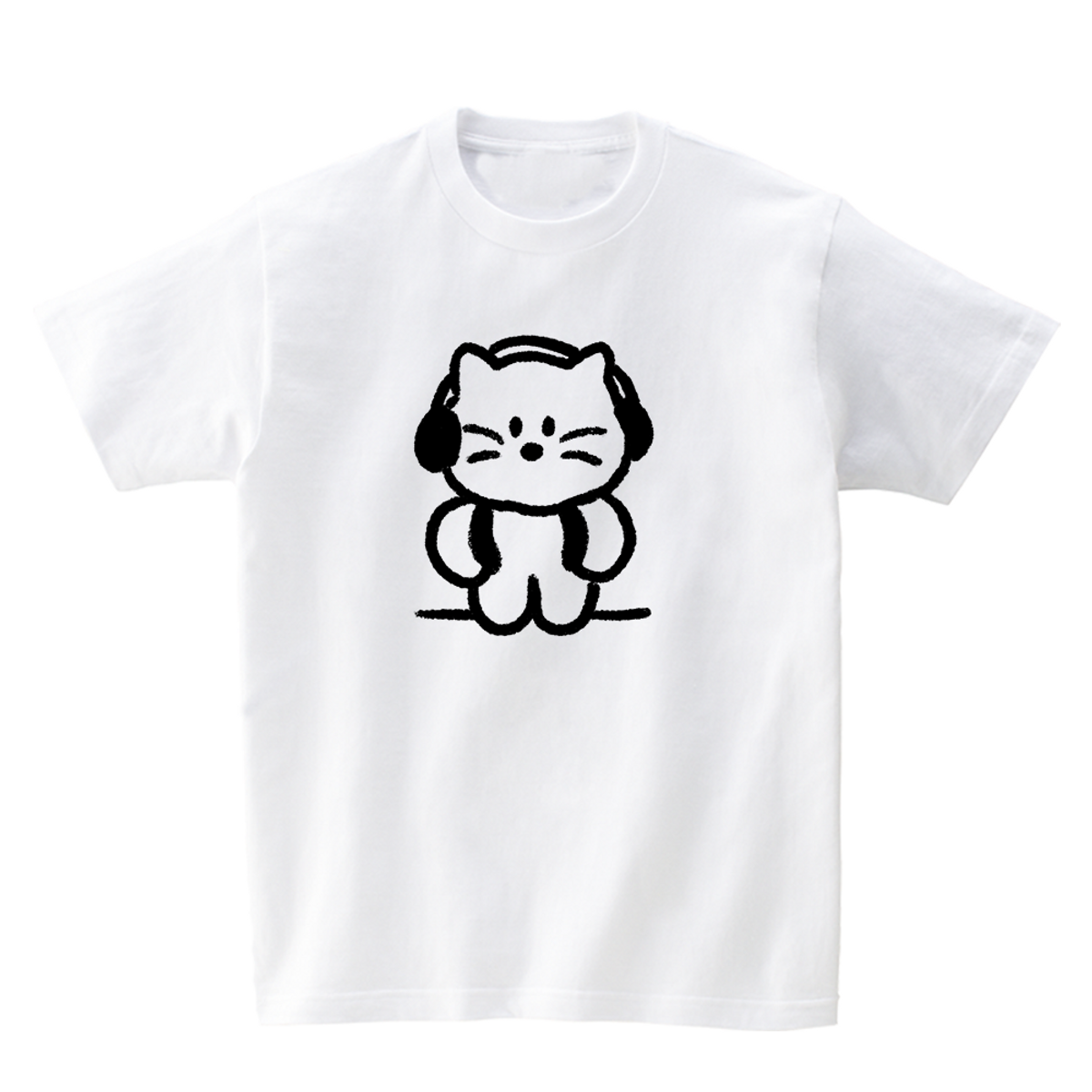 어썸어스(AWESOMEUS) CAT LISTENING TO MUSIC T-SHIRTS_4COLOR