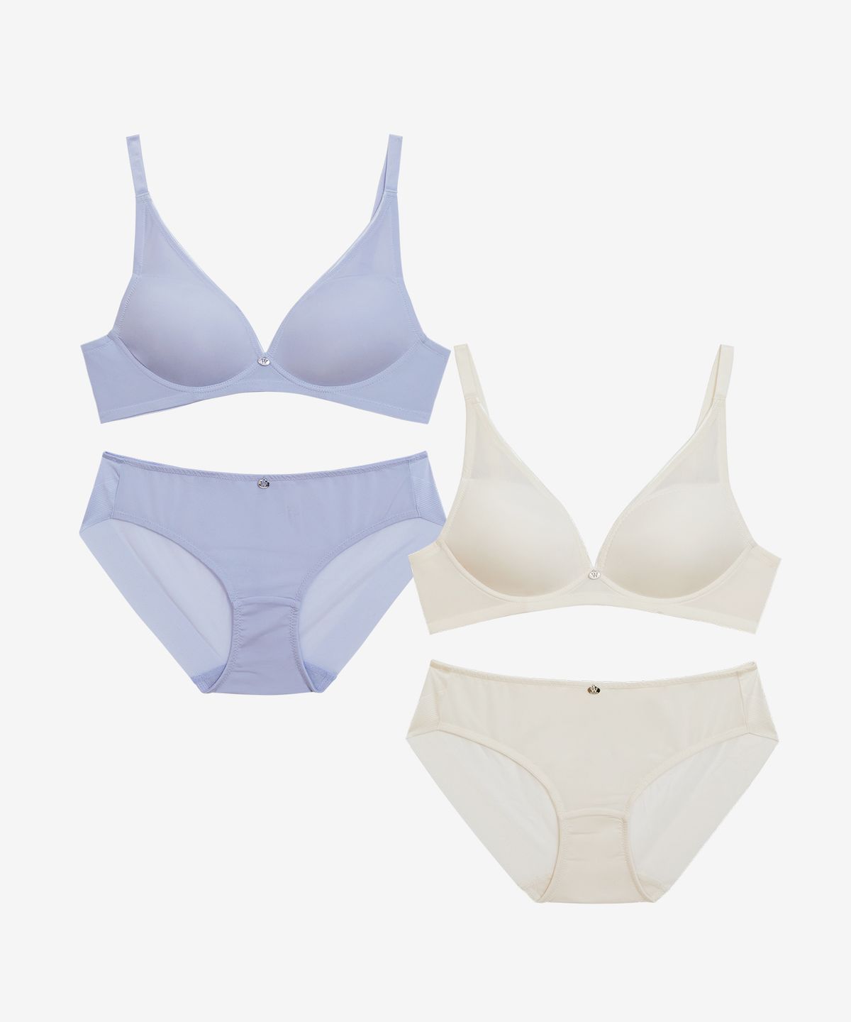 원더브라(WONDERBRA) [2PACK] V넥 노와이어 브라팬티 세트