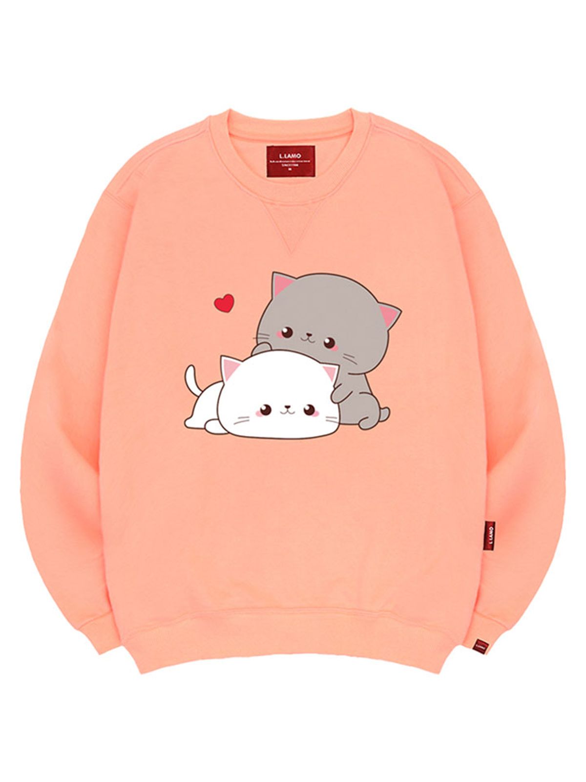 엘라모(LLAMO) 큐티커플캣 맨투맨 남녀공용 빅사이즈 S~4XL