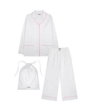Pink Piping White Pajama set