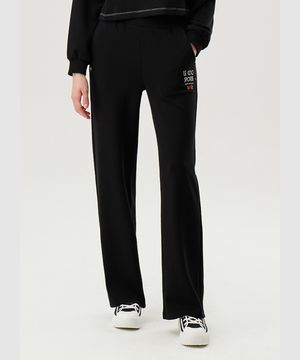 여성 더블텐션 스트레이트 팬츠 블랙(QP322OFP71)