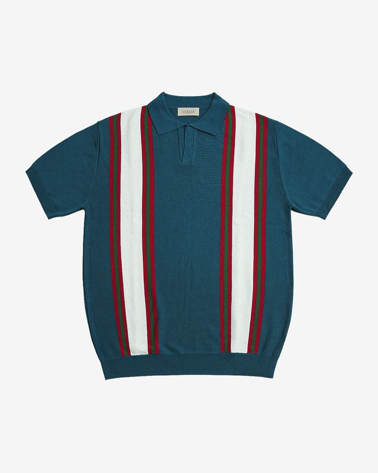 Summer Blend Open Collar Knit (Blue)
