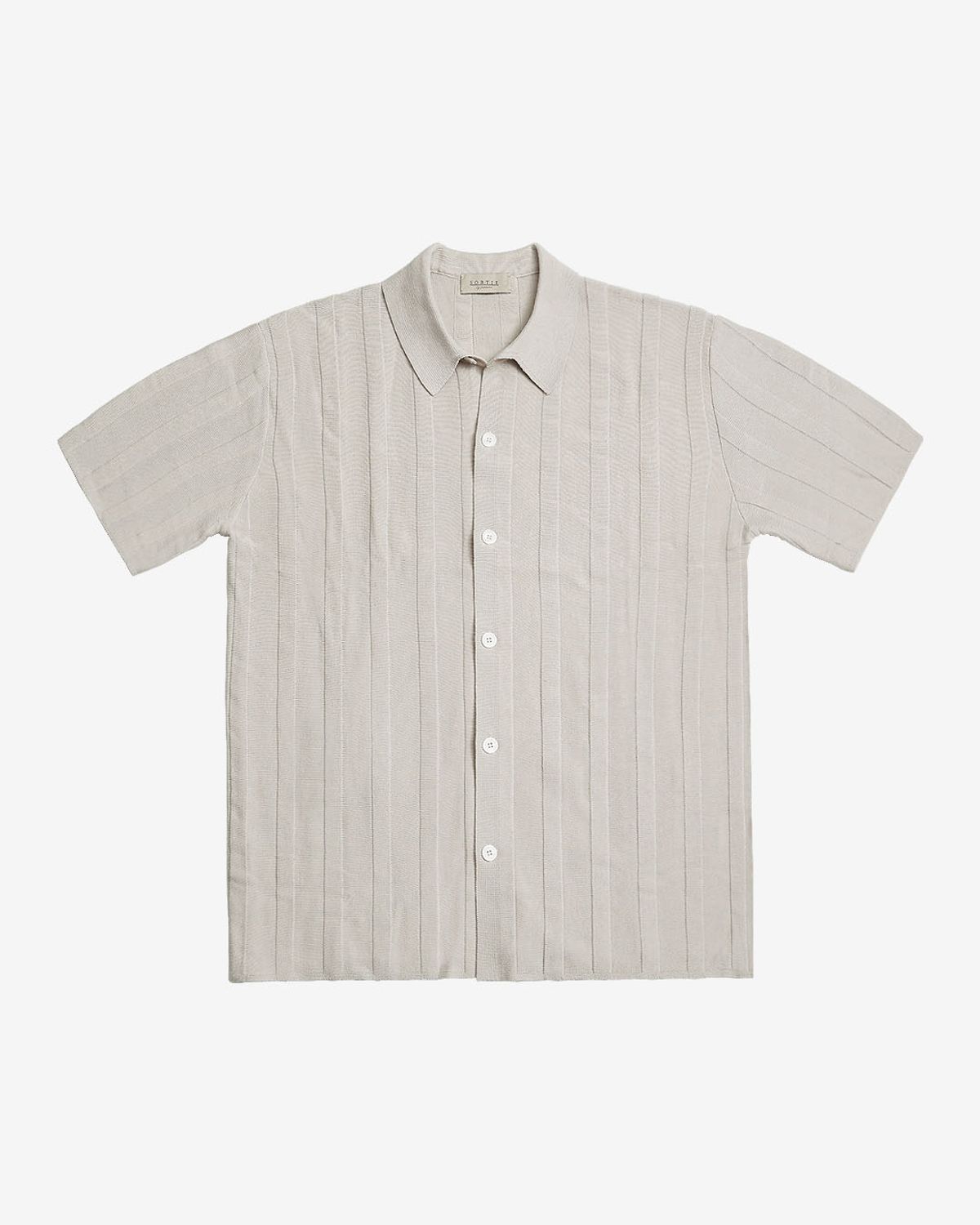 솔티(SORTIE) Ribbed Collar Knit Shirts (Oatmeal)