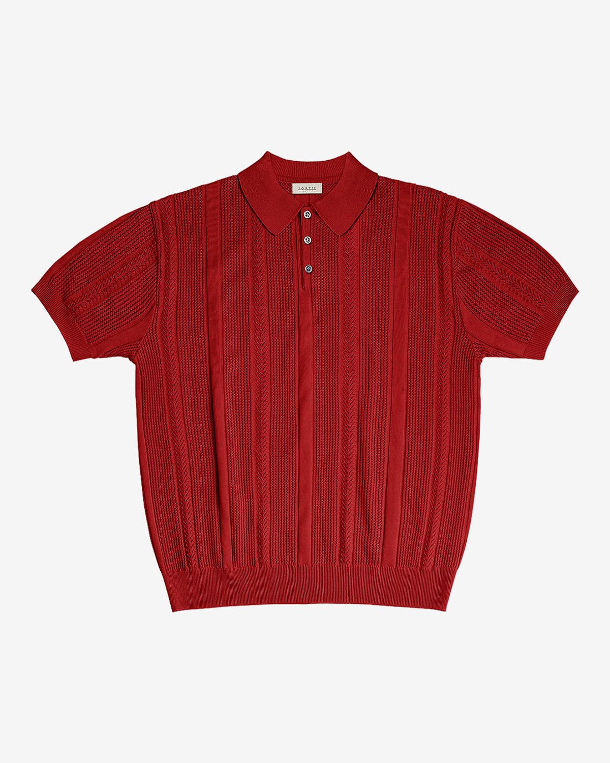 솔티(SORTIE) Mesh Mixed Crochet Polo Knit (Red)