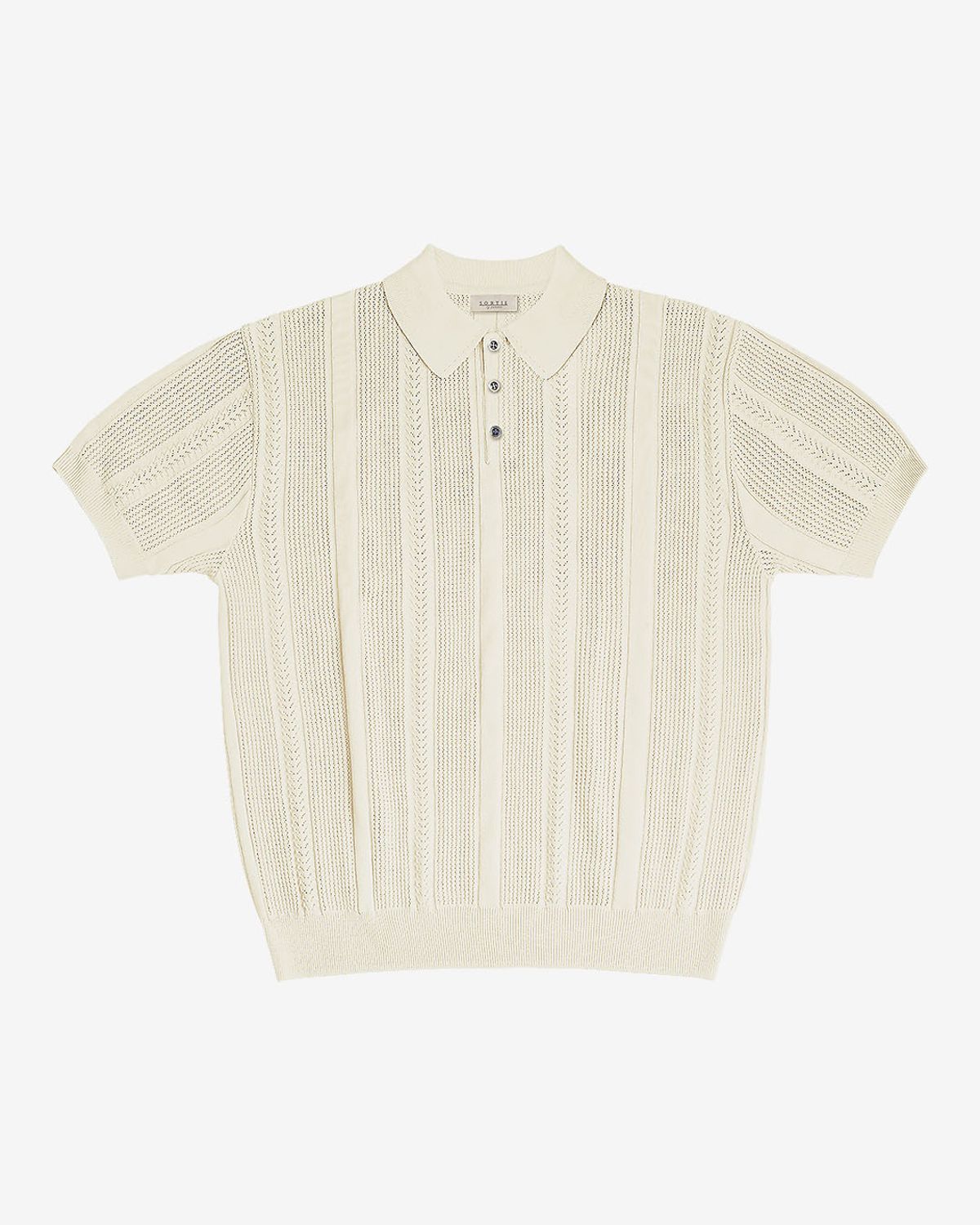 솔티(SORTIE) Mesh Mixed Crochet Polo Knit (Ivory)