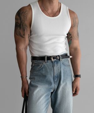 리브드 패턴 슬리브리스 [아이보리]