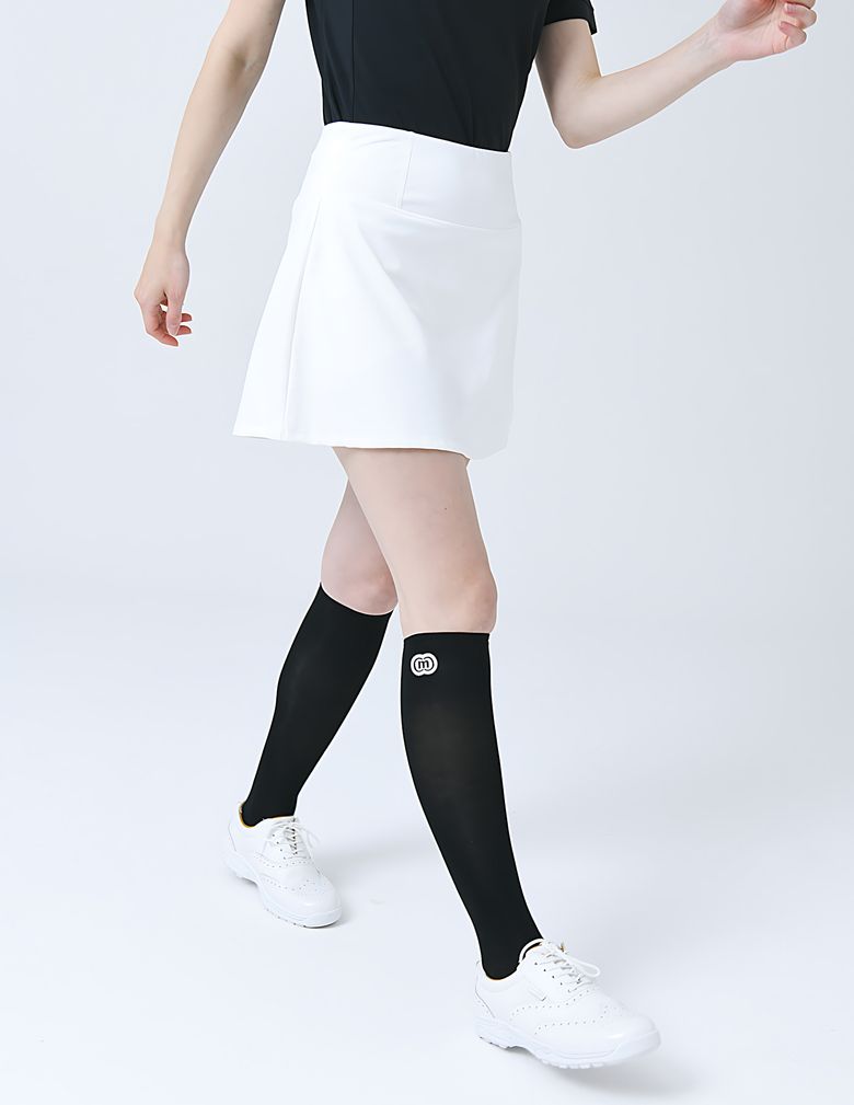 기능성 나일론 스판 쎄미 A-라인 화이트 스커트