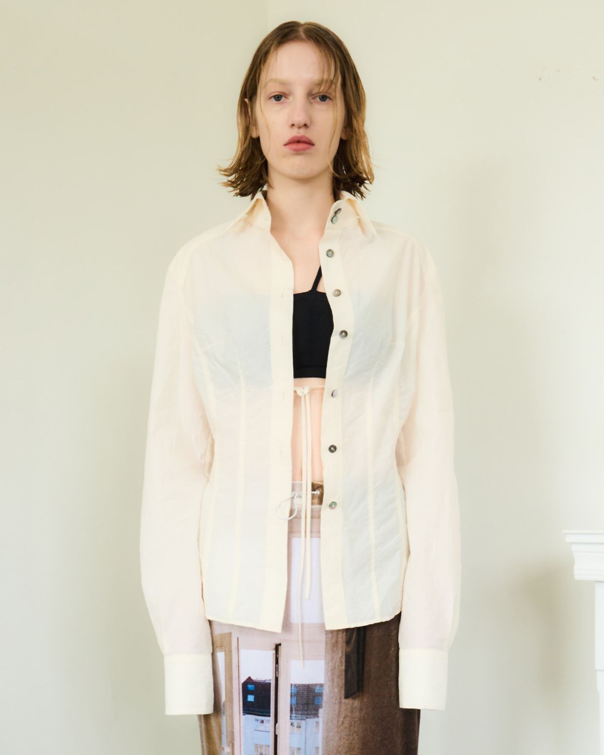 씬(SEEN) NYLON STITCHED SHIRTS (Ivory)