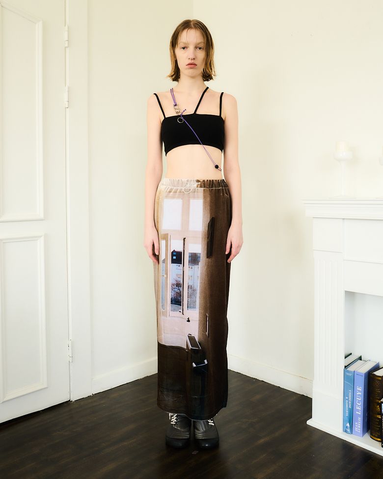 VELVET PRINTING LONG SKIRT (Mix)
