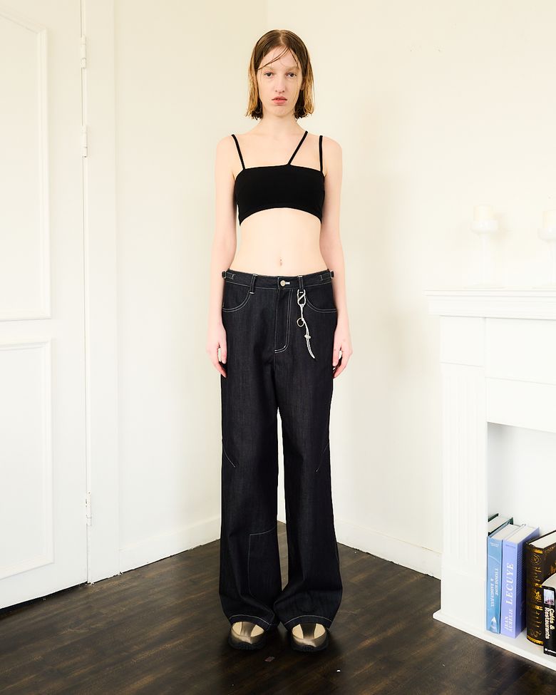 PANNEL WIDE DENIM PANTS (Raw Denim))