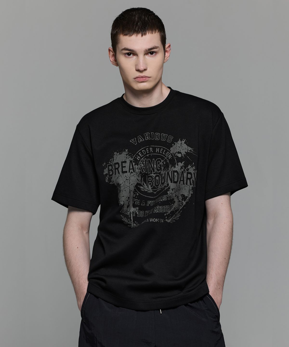 헤더헬렌(HEDER HELEN) VARIOUS BLACK HALF-T
