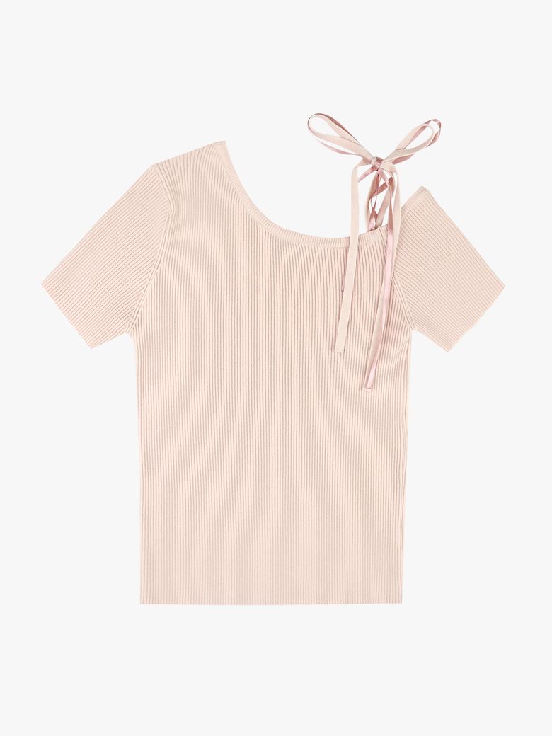 BALLET ONE SHOULDER HALF KNIT_PINK