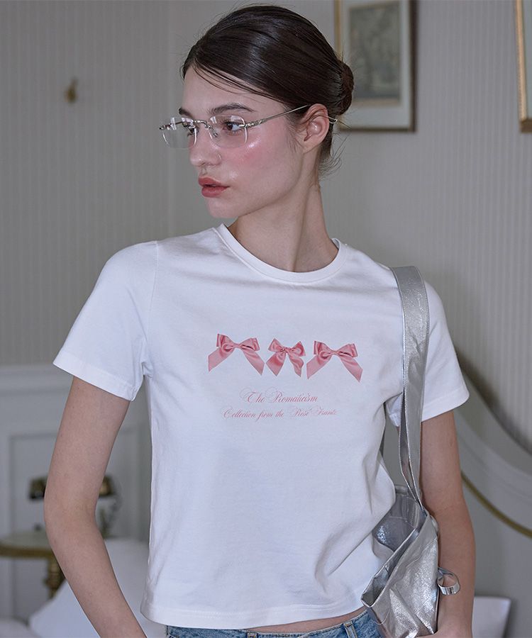 MUSINSA | ROSÉ FRANTZ Ribbon Lettering T-shirt [White]