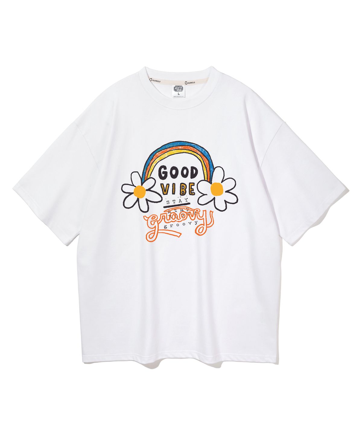 앨빈클로(ALVINCLO) [CP] GOOD VIBE FLOWER 오버핏 반팔티 AST4584 (4 COLOR)