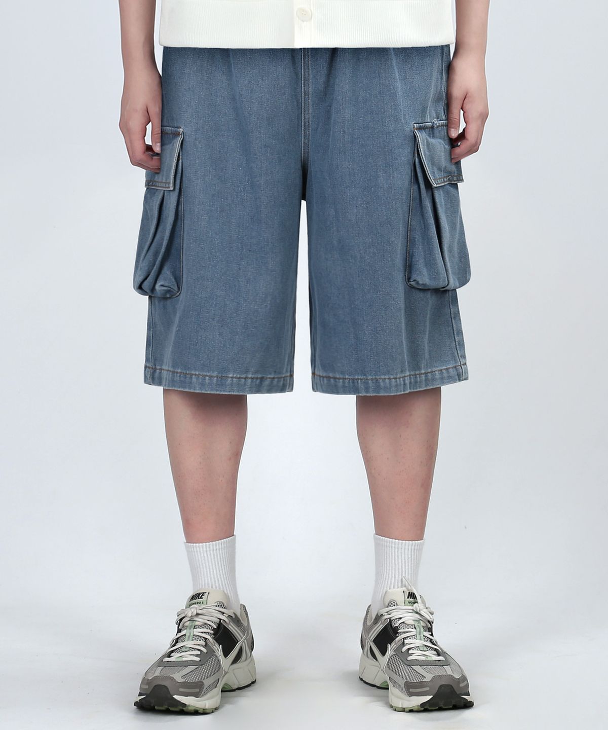 베리베인(VERYVAIN) BERMUDA CARGO DENIM (BLUE)