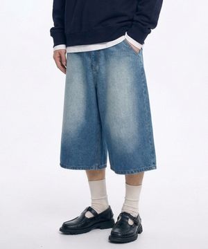 8부 버뮤다 데님 팬츠 블루