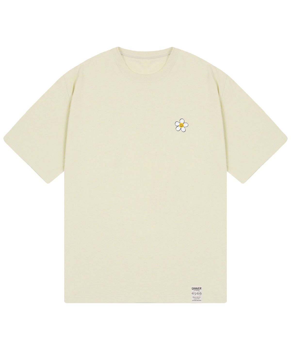 그레이버(GRAVER) [UNISEX]페인팅 스몰 플라워도트 반팔티_샌드베이지