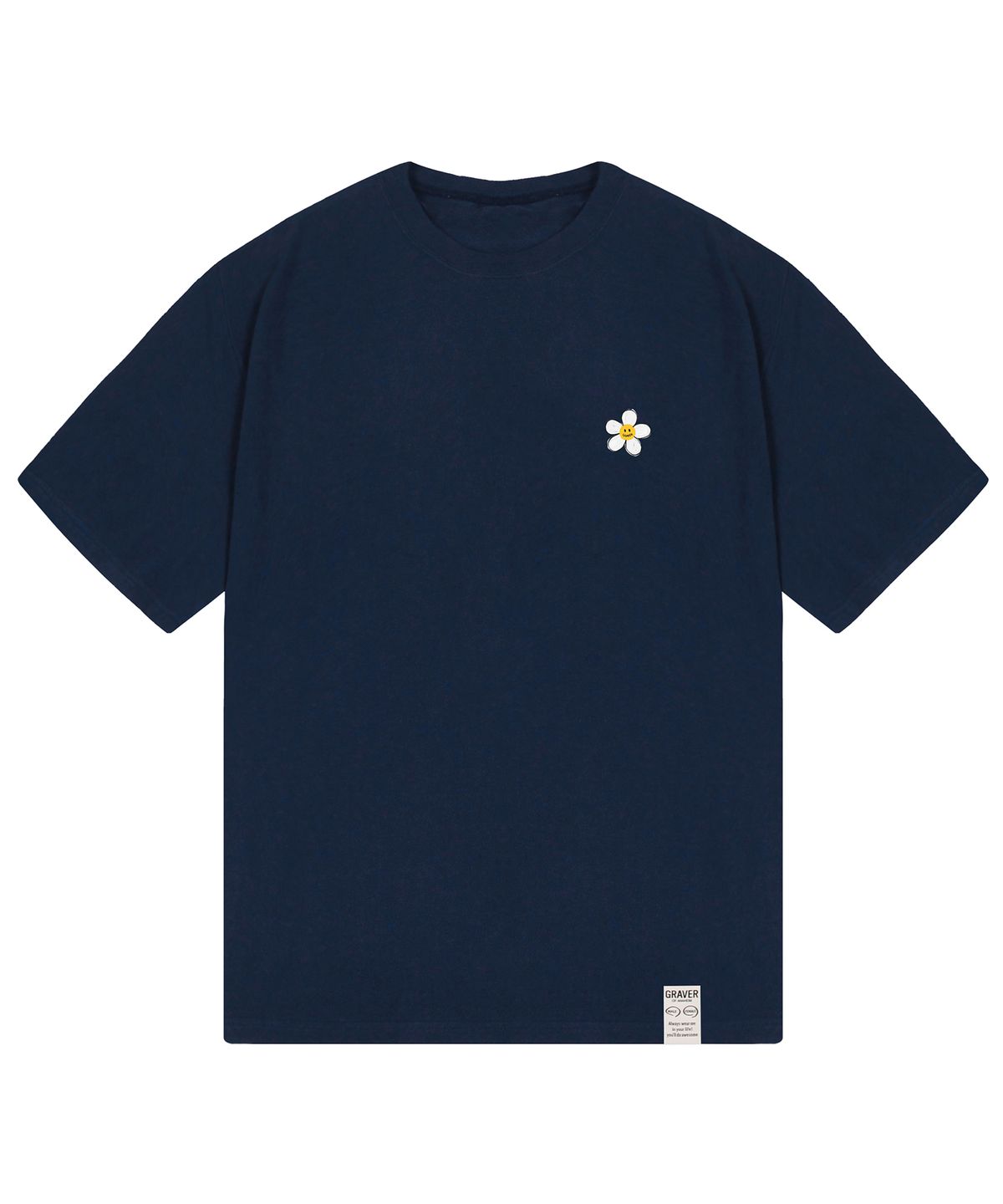 그레이버(GRAVER) [UNISEX]페인팅 스몰 플라워도트 반팔티_네이비
