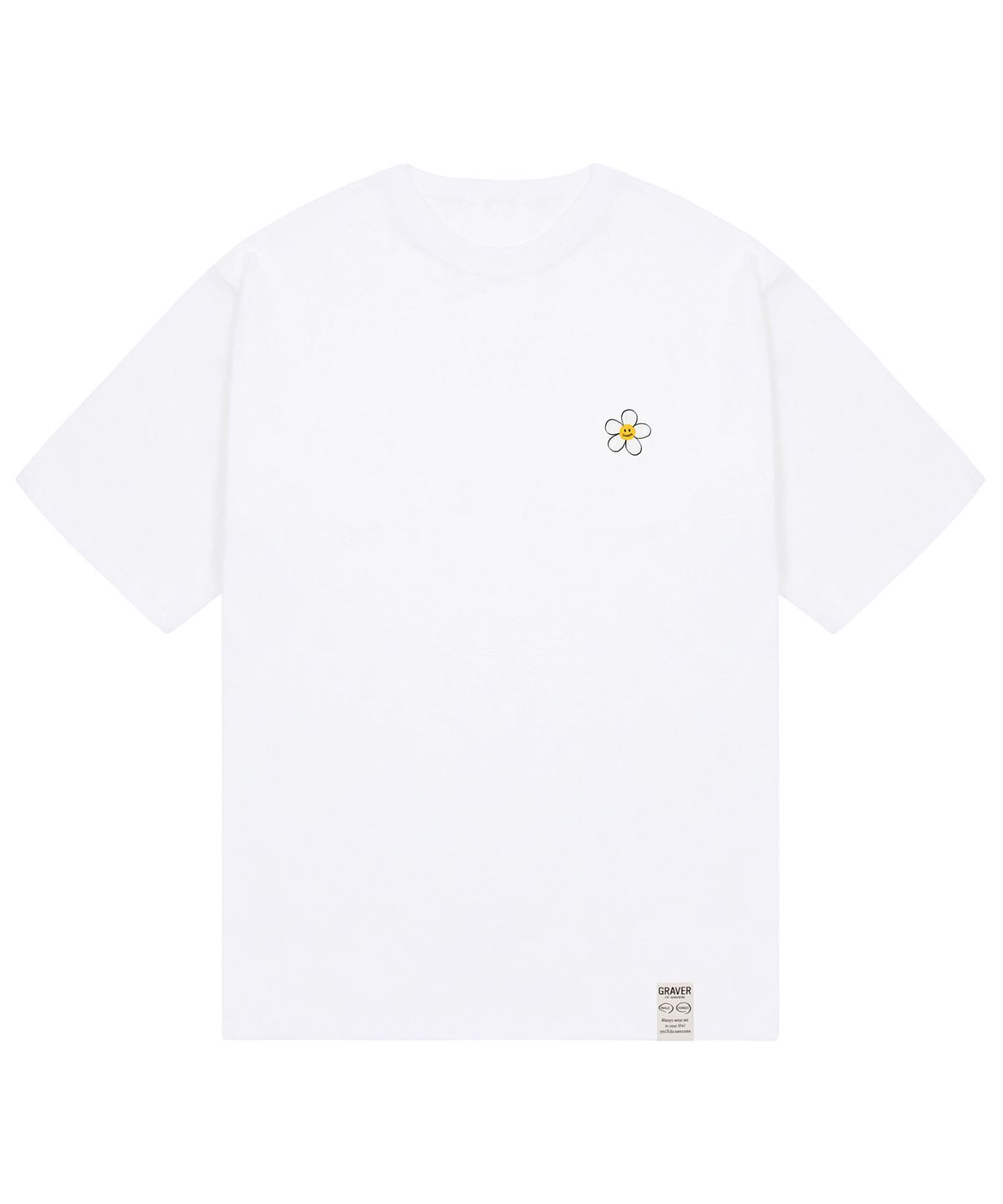 그레이버(GRAVER) [UNISEX]페인팅 스몰 플라워도트 반팔티_화이트