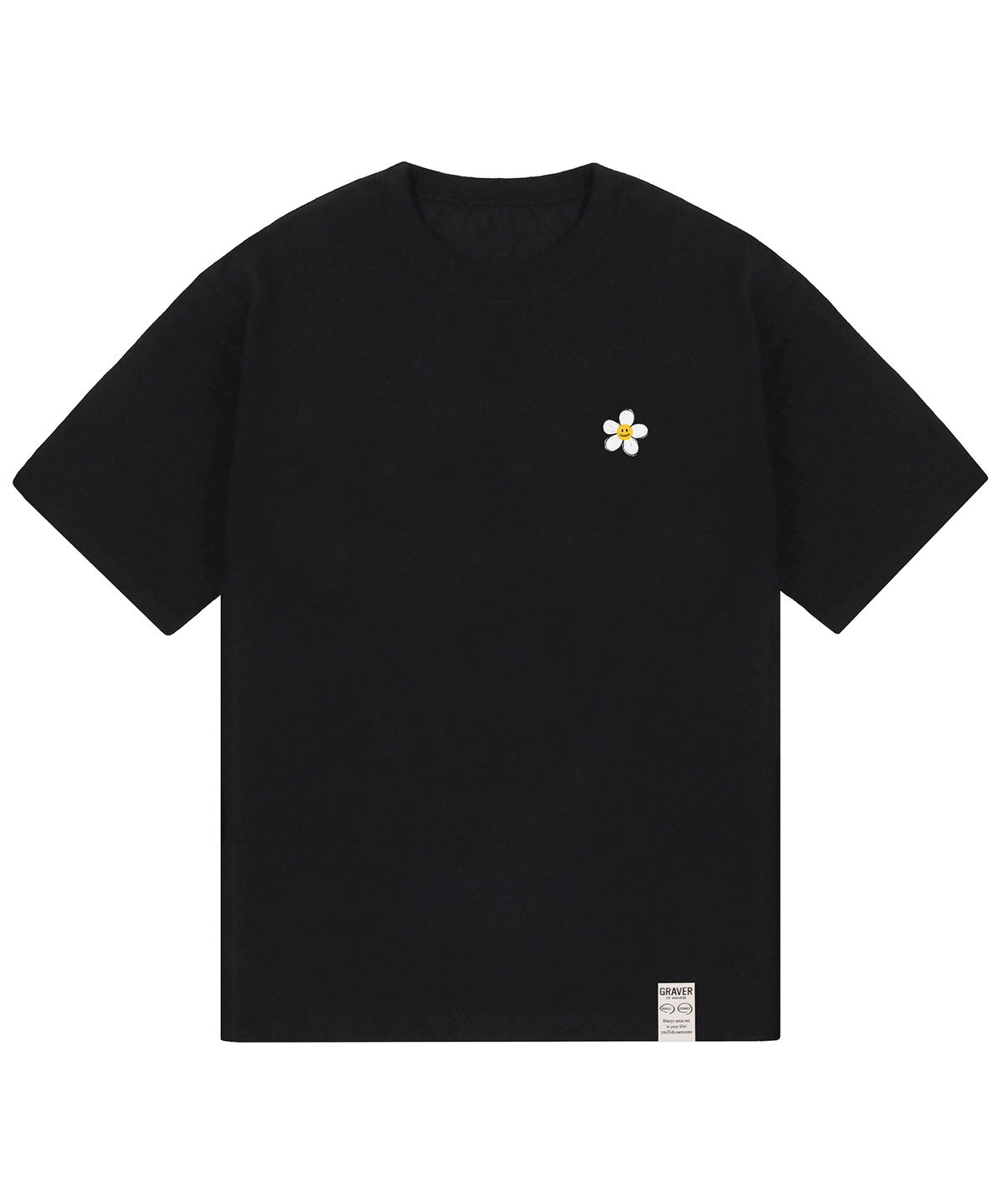 그레이버(GRAVER) [UNISEX]페인팅 스몰 플라워도트 반팔티_블랙