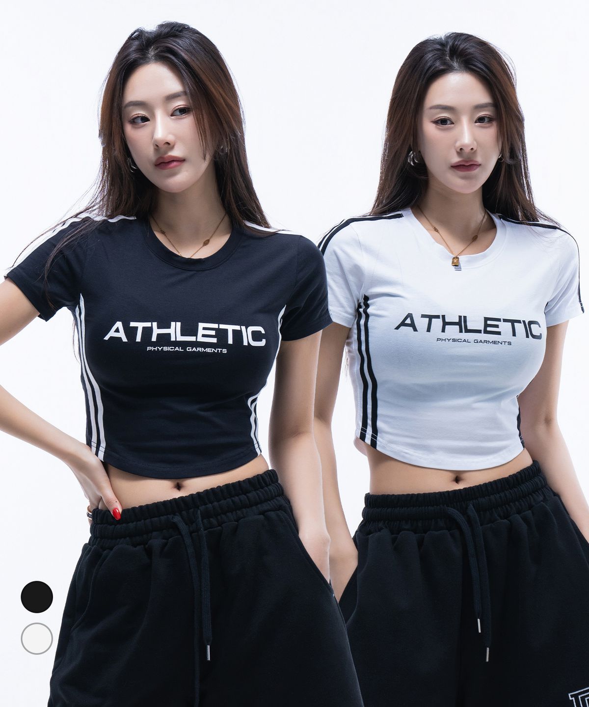 피지컬가먼츠(PHYSICAL GARMENTS) P5024 우먼 라인 크롭반팔 [2 COLOR]
