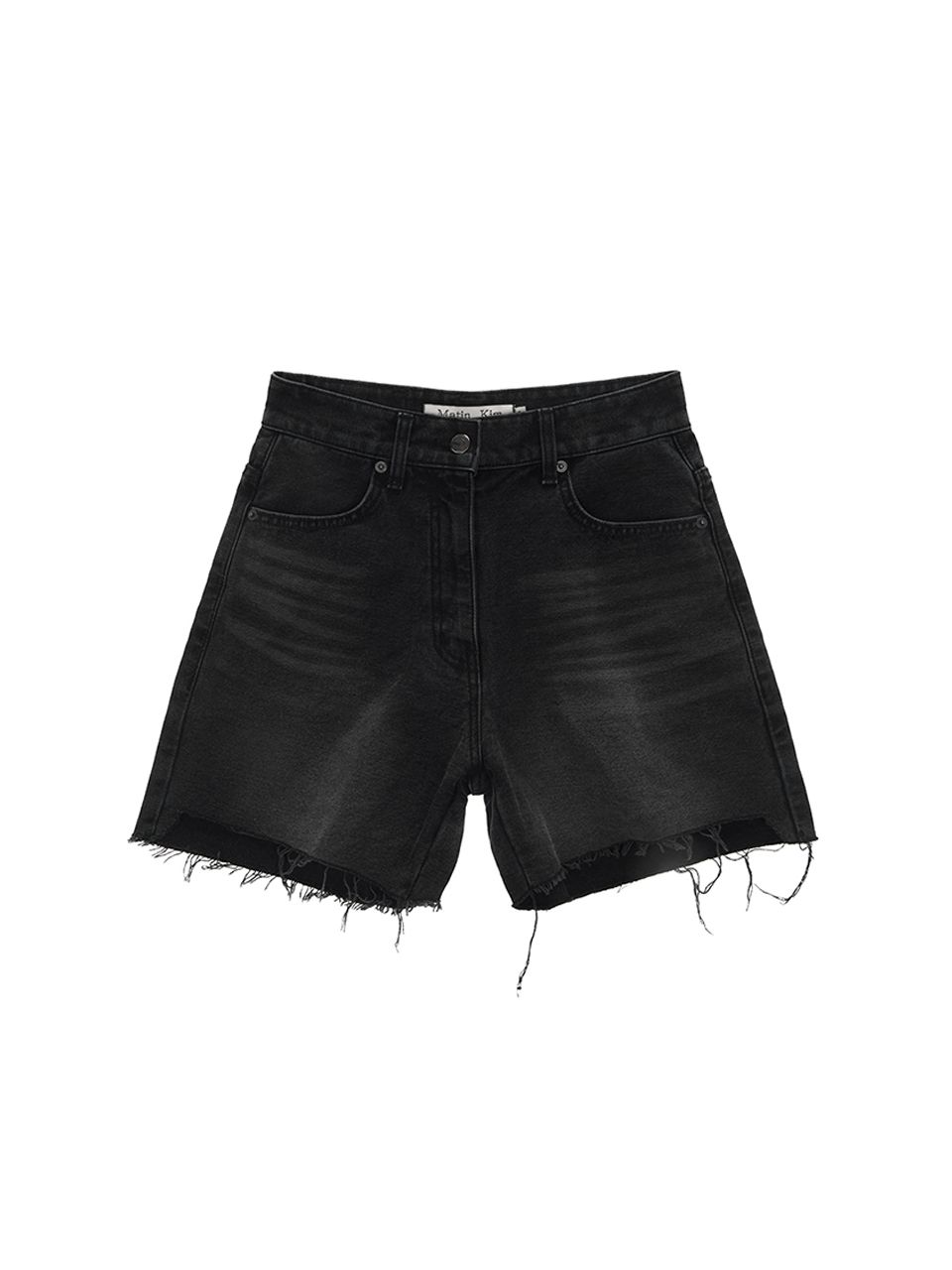 ショートパンツ [MATINKIM]cut out point denim shorts in black MUSINSA公式 | MATIN KIM CUT OUT POINT DENIM SHORTS IN BLACK